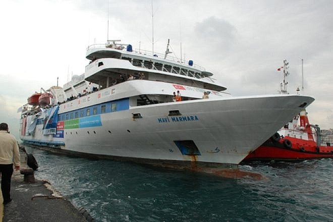 The “Mavi Marmara” leaves Antalya, Turkey, for Gaza on May 22, 2010. Nine days later, it was at the center of the Gaza flotilla incident that led to a deterioration in Israel-Turkey relations. Credit: Free Gaza Movement via Wikimedia Commons.