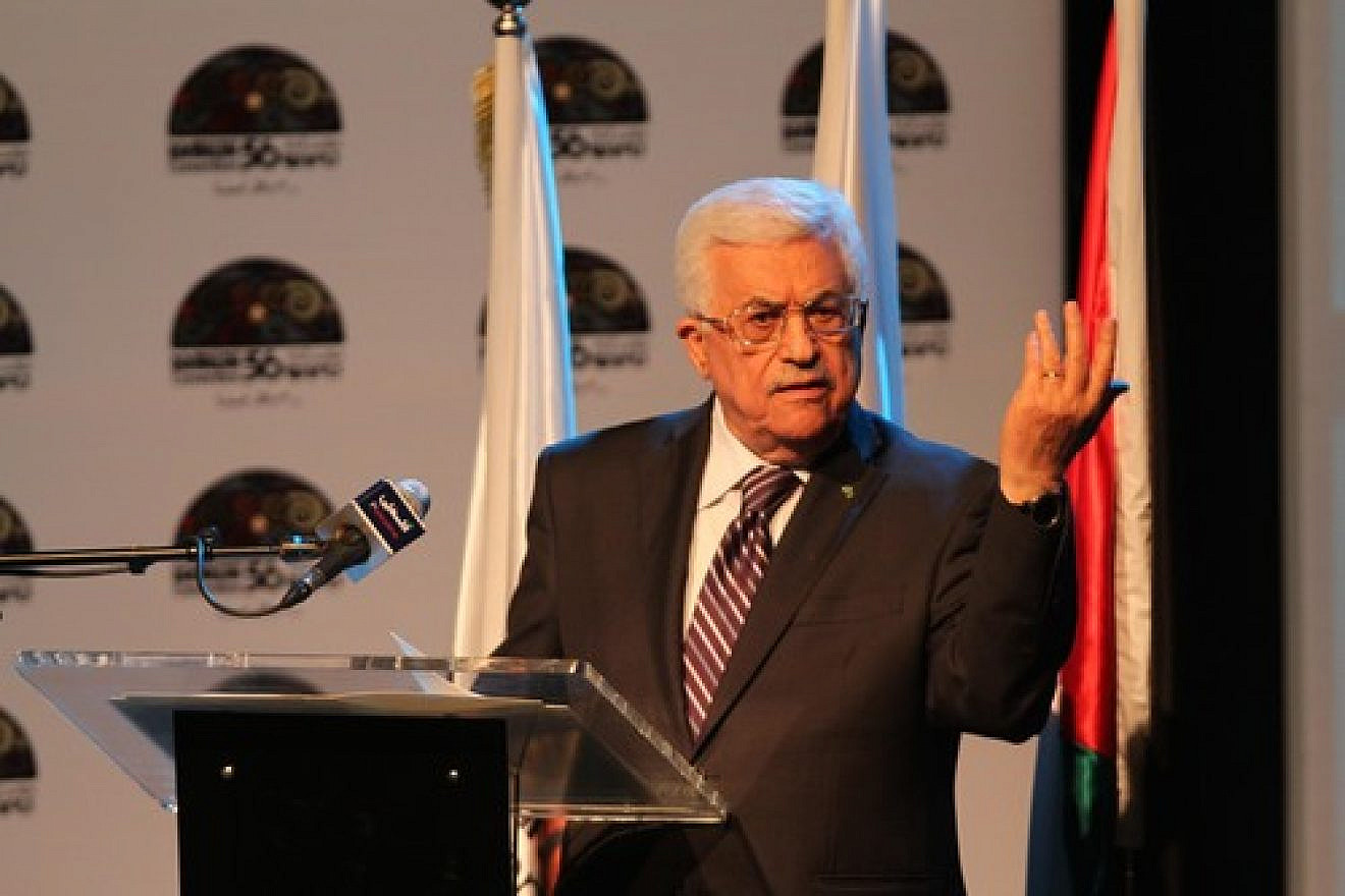 Palestinian Authority leader Mahmoud Abbas gestures as he speaks during a conference in Ramallah on June 19, 2014. Credit: Issam Rimawi/Flash90.