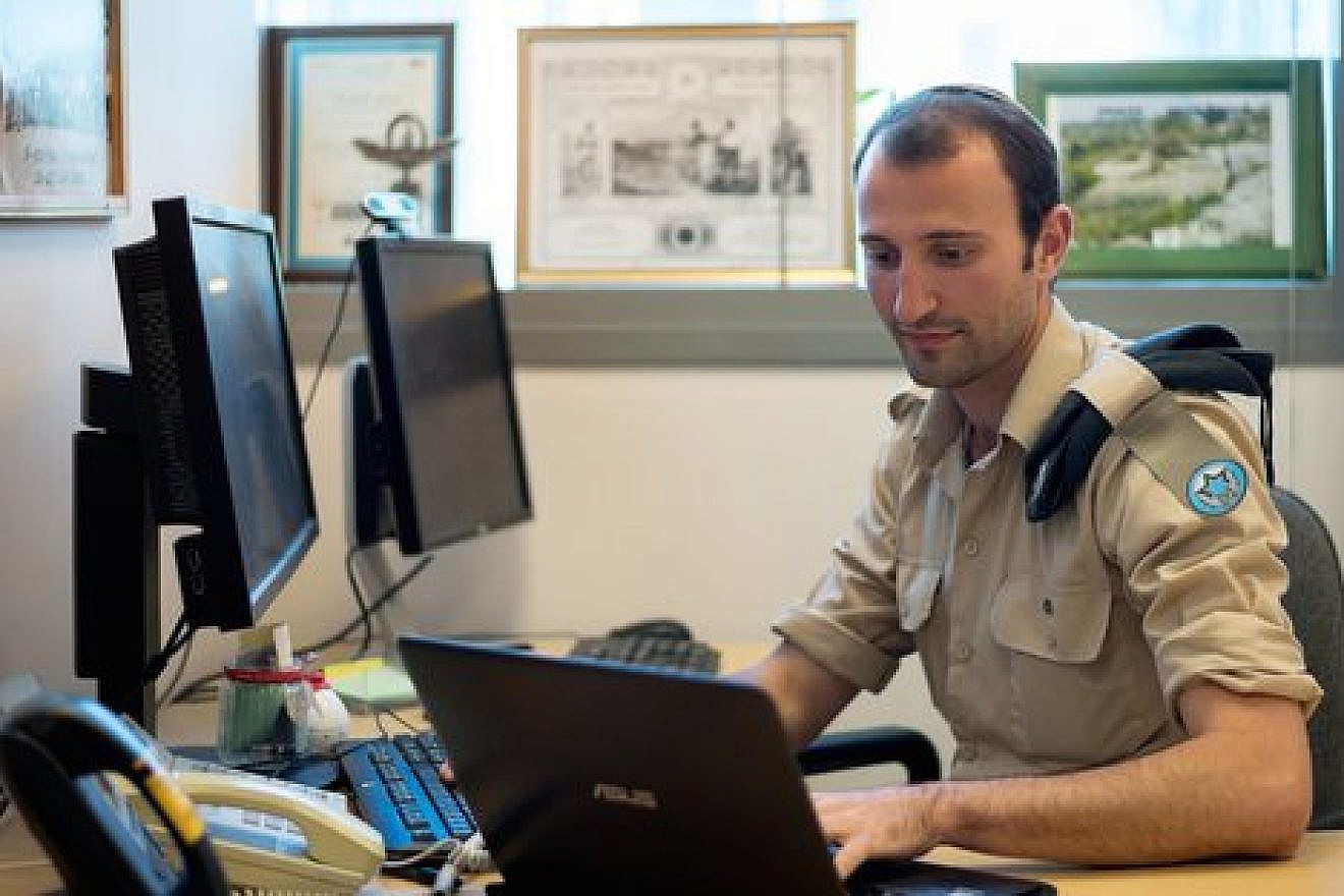 Sgt. Ilan Regenbaum (pictured), an American immigrant to Israel who grew up in Atlanta, was supposed to complete his military service in the Israeli Air Force's Innovation Department a year ago, but stayed on due to his love for the work. Credit: IDF.