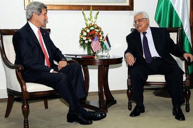 U.S. Secretary of State John Kerry meets with Palestinian Authority leader Mahmoud Abbas in Ramallah on May 23, 2013, representing one of his recent attempts to get Israel and the Palestinians back to the negotiating table. Credit: U.S. State Department.