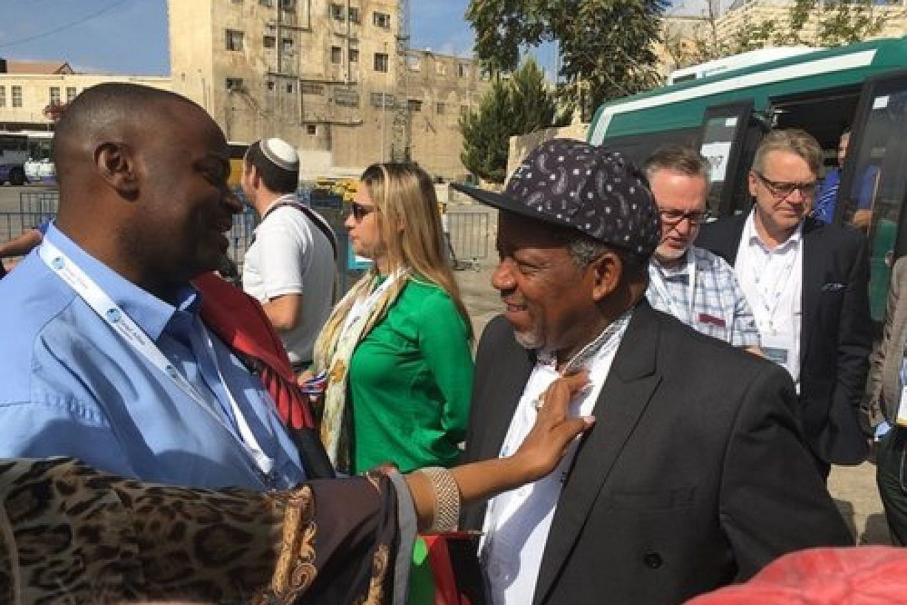 Kenneth Meshoe (right) of the African Christian Democratic Party, on a visit to Hebron this week. Credit: Sam Sokol.