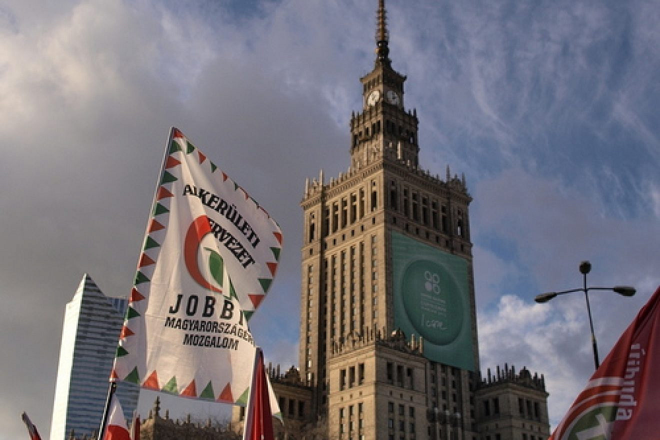 Click photo to download. Caption: A Jobbik march in October 2013. Credit: Wiktor Baron via Wikimedia Commons.