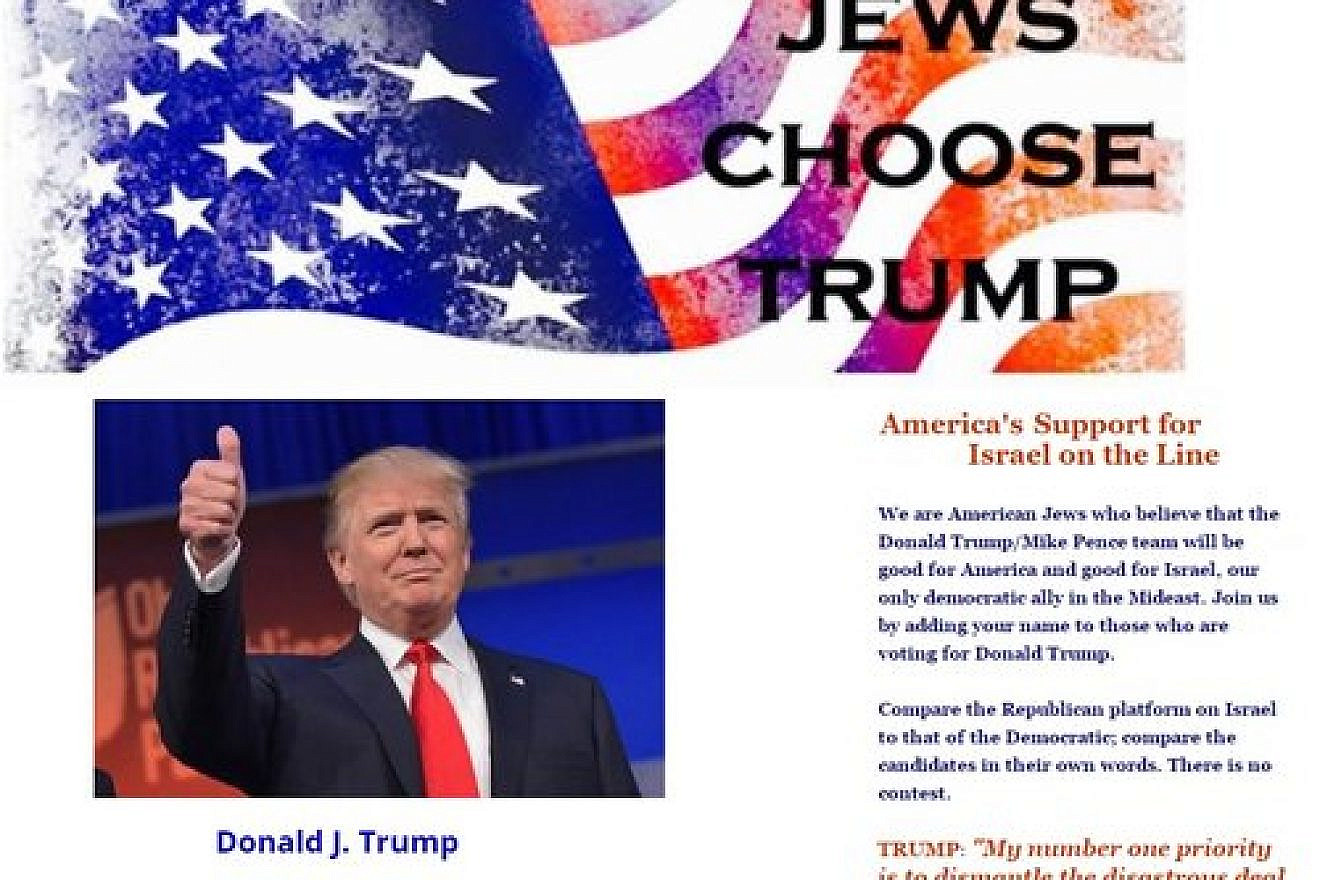 A screenshot of Jewschoosetrump.org. Credit: Screenshot.