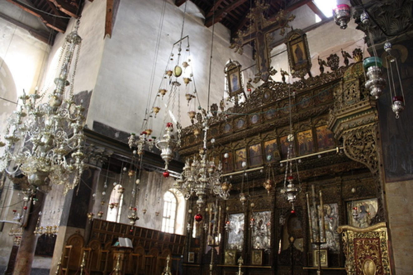 Inside the Church of the Nativity in Bethlehem. Credit: Wknight94 via Wikimedia Commons.