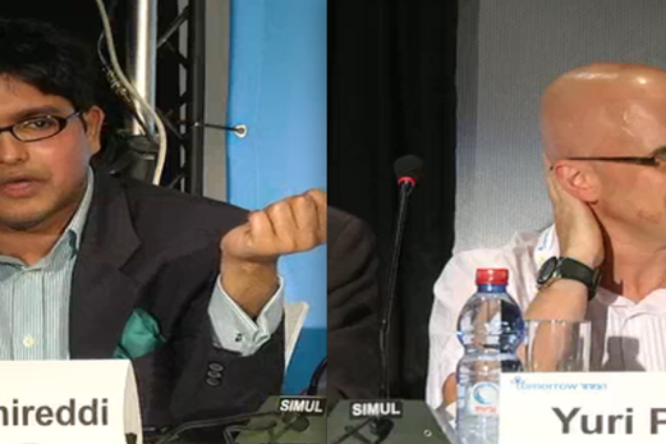Indian journalist Kapil Komireddi (left) and Hebrew University Professor of East Asian Studies Yuri Pines sharply disagreed about China's history and role in the global economy during a panel at Israel's President's Conference on June 20. Credit: President's Conference.