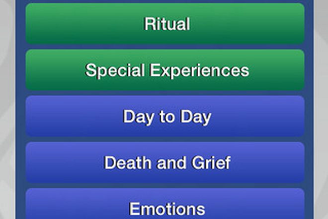 A screen on the Rabbinical Assembly's new "Sanctifull" smartphone app. Credit: Apple App Store.