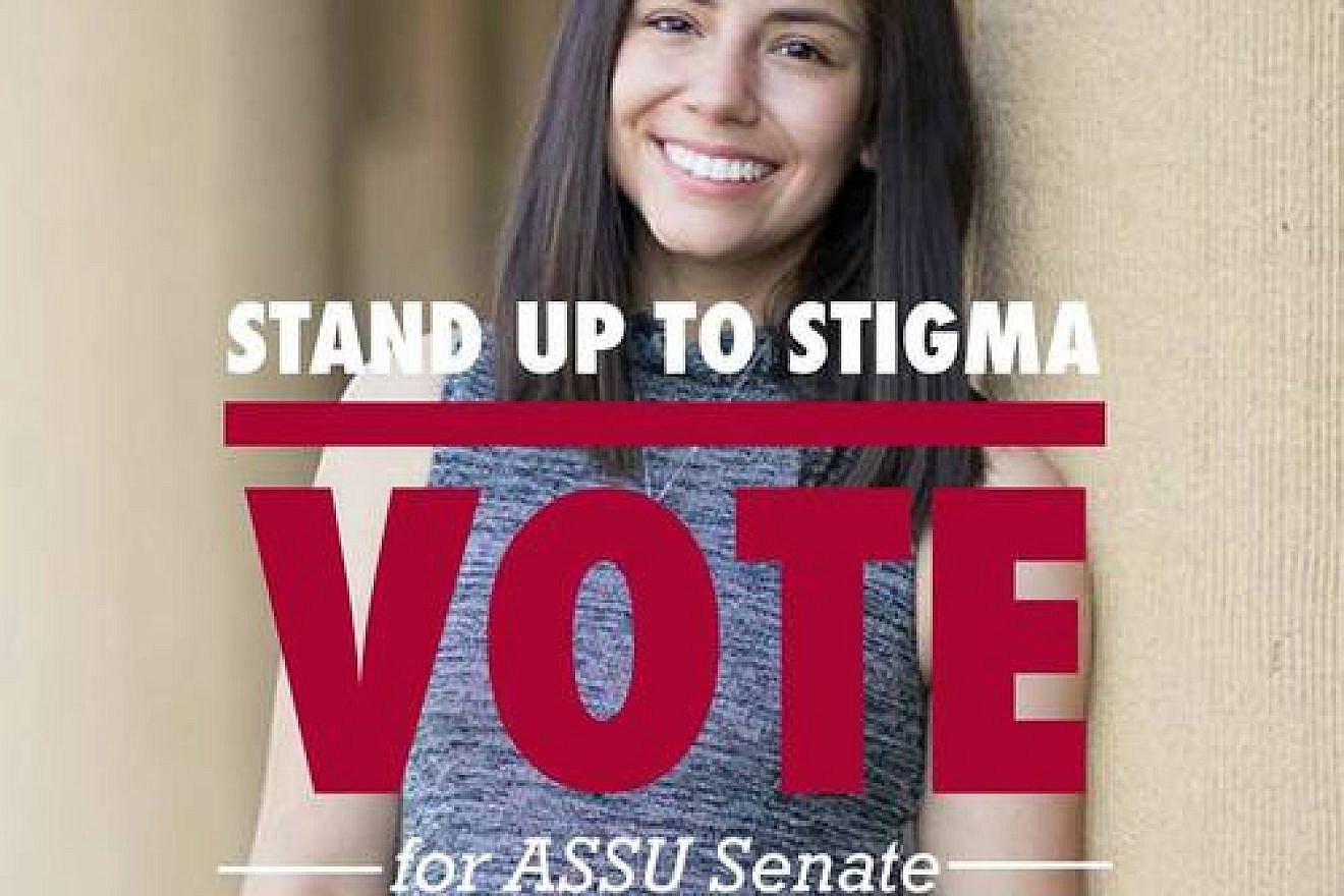 Click photo to download. Caption: A campaign poster for Molly Horwitz, a Jewish student running for Stanford University's student senate. Credit: Facebook.