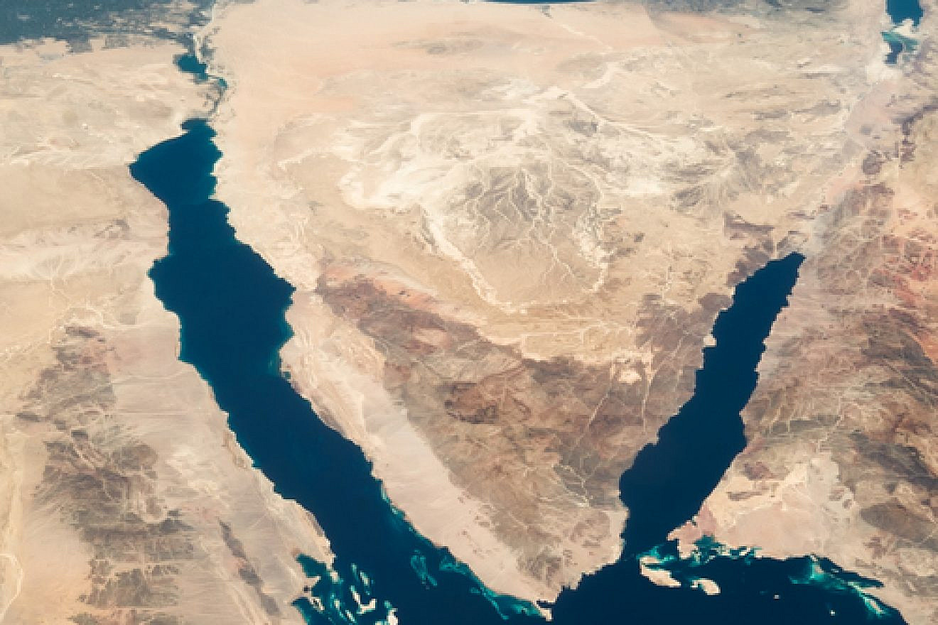 Egypt's Sinai Peninsula (pictured in satellite image) is the site of reported collaboration between the Hamas and Islamic State terror groups. Credit: NASA.