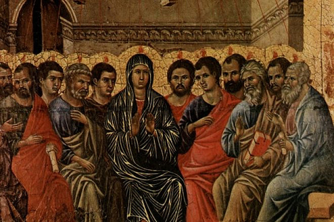 A typical Western image of the Pentecost, by Duccio di Buoninsegna. Credit: Directmedia Publishing GmbH via Wikimedia Commons.