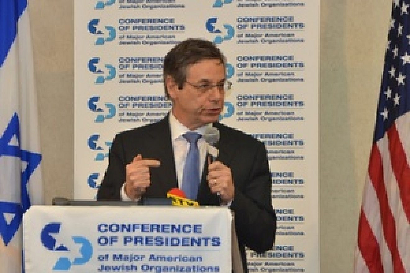 Danny Ayalon speaks to the Conference of Presidents of Major American Jewish Organizations Jan. 10. Credit: Maxine Dovere.