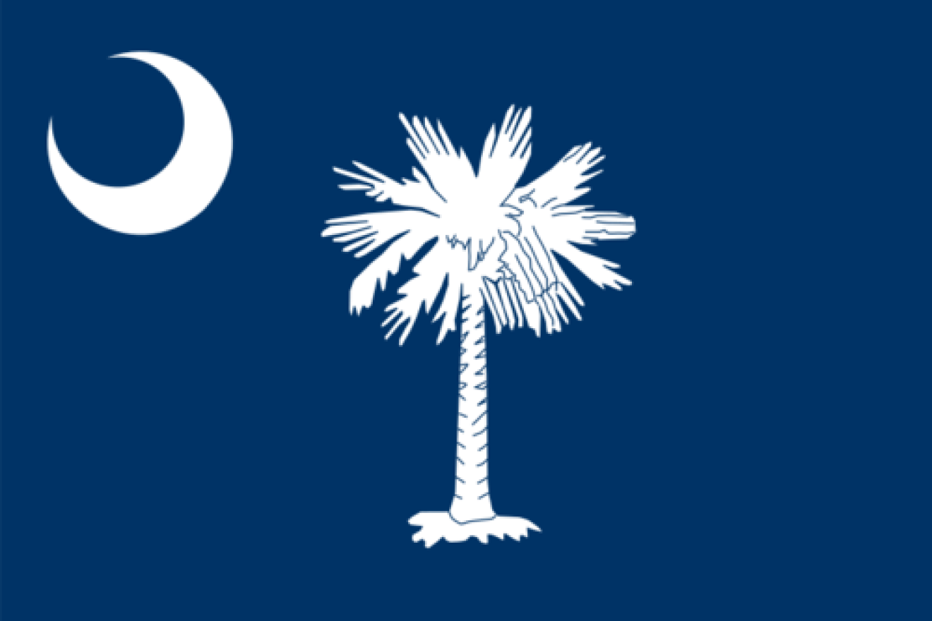 Click photo to download. Caption: The flag of South Carolina. Credit: PD.