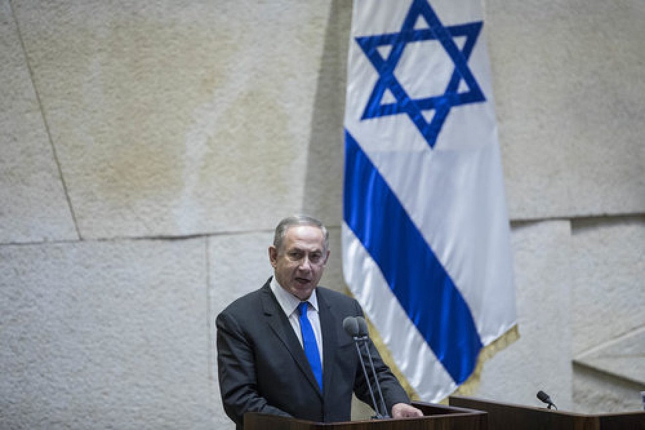 Israeli Prime Minister Benjamin Netanyahu speaks at the Knesset on Jan. 16, 2017. Credit: Yonatan Sindel/Flash90.