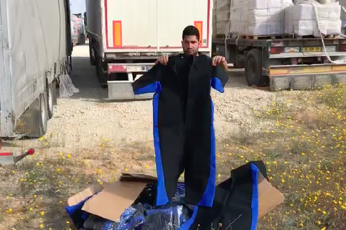 Hamas-bound professional wetsuits that were recently intercepted by Israel. Credit: Israeli Defense Ministry.