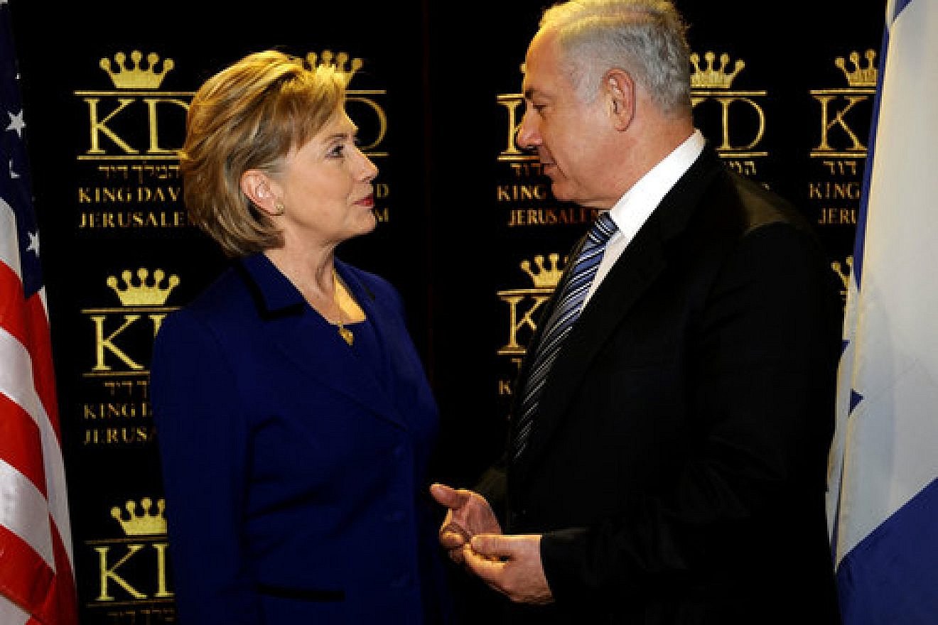 Click photo to download. Caption: Hillary Clinton, then U.S. secretary of state, with Israeli Prime Minister Benjamin Netanyahu at Jerusalem's King David Hotel in March 2009. Credit: State Department photo by Matty Stern.