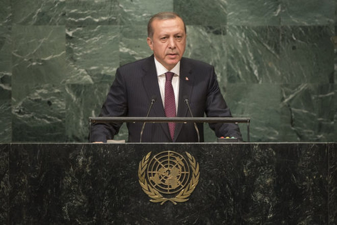 Turkish President Recep Tayyip Erdoğan alleged that the fact that Israeli flags were waved during celebrations for the “yes” vote for Kurdish independence proved Israel’s Mossad intelligence agency was involved. Credit: U.N. Photo/Cia Pak.