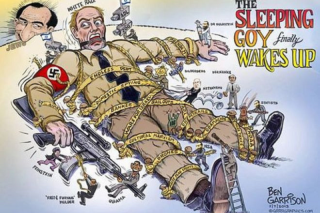 Click photo to download. Caption: An anti-Semitic illustration on "The Untold History" Facebook page. Credit: Facebook.
