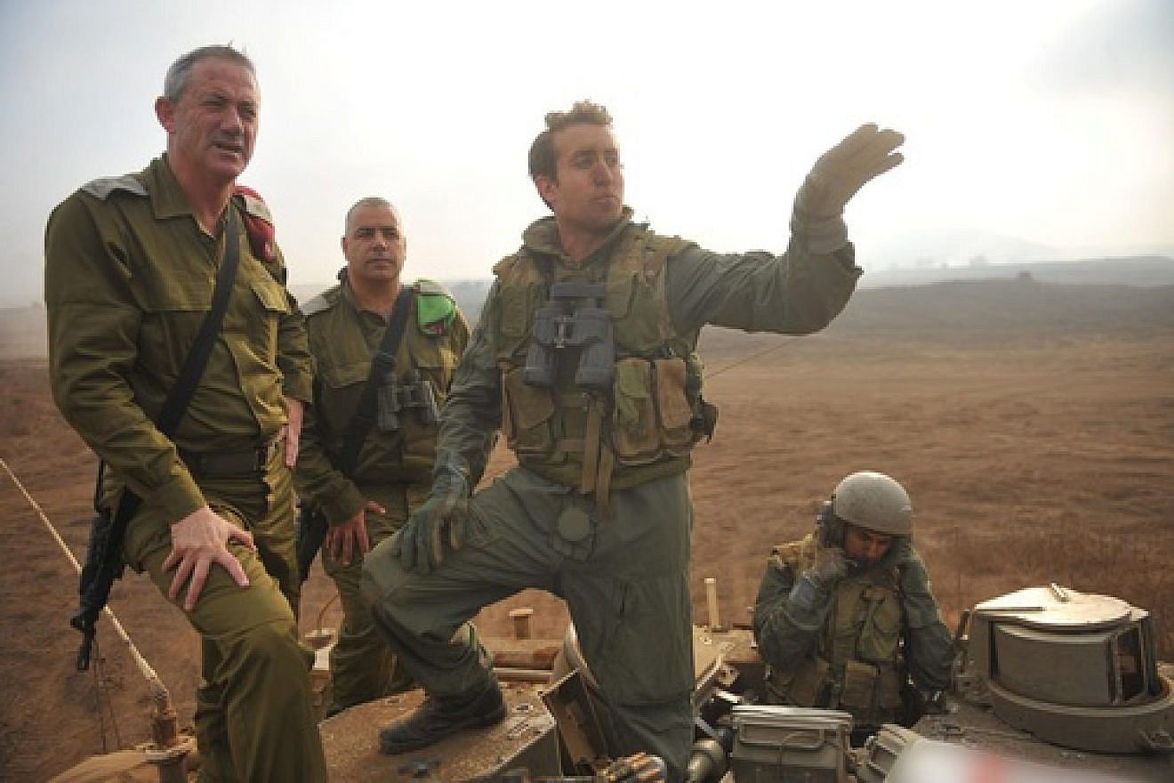 Israel Defense Forces' Chief of Staff Benny Gantz, far left, during a September 2011 visit to the Golan Heights. Credit: IDF.
