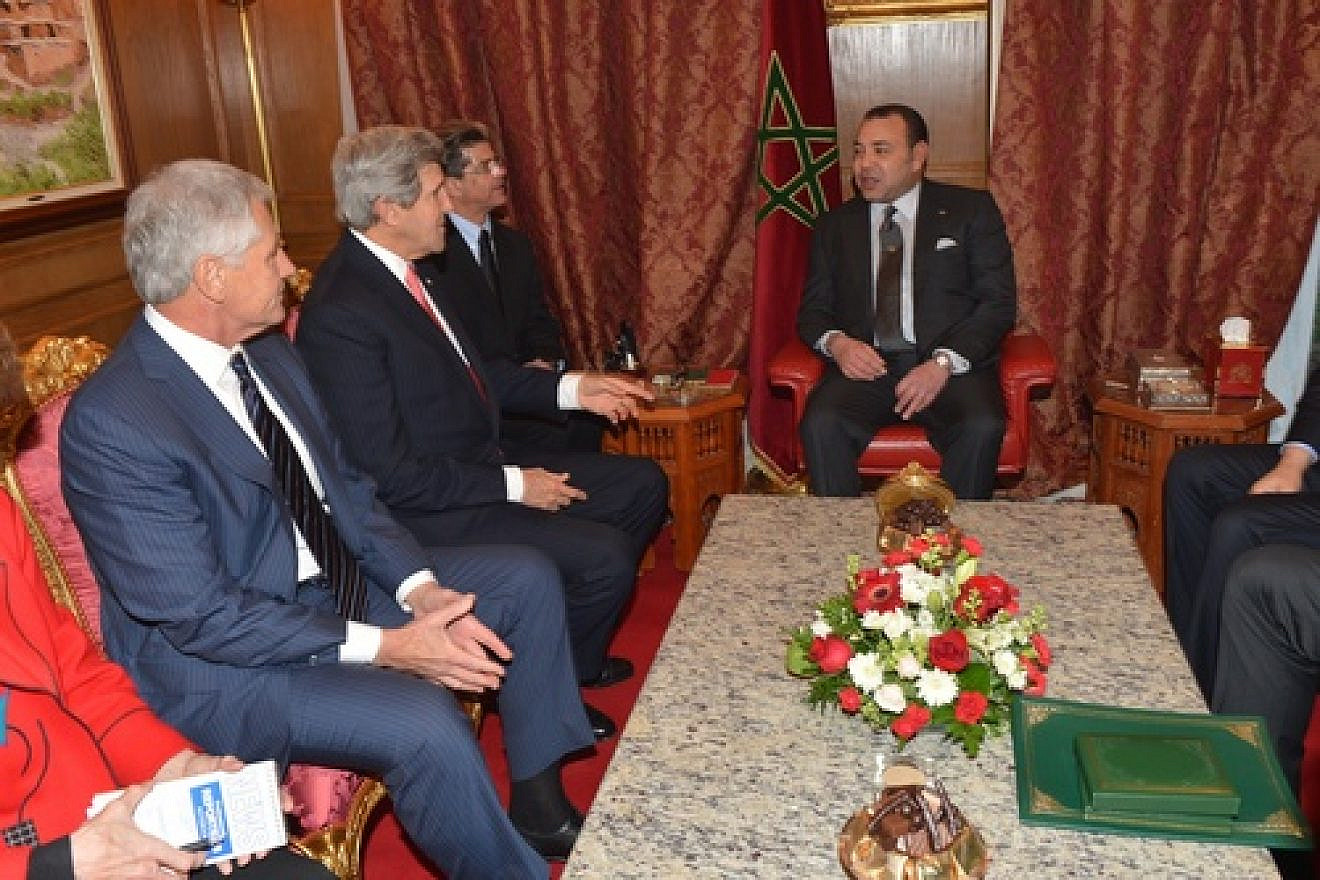 U.S. Secretary of State John Kerry and U.S. Secretary of Defense Chuck Hagel with King Mohammed VI of Morocco at the Moroccan Ambassador to the United States' residence in Washington, D.C., on Nov. 20, 2013. Credit: U.S. State Department.