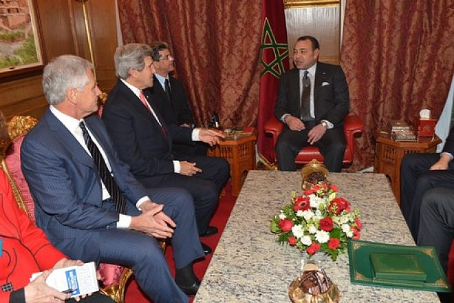 U.S. Secretary of State John Kerry and U.S. Secretary of Defense Chuck Hagel with King Mohammed VI of Morocco at the Moroccan Ambassador to the United States' residence in Washington, D.C., on Nov. 20, 2013. Credit: U.S. State Department.