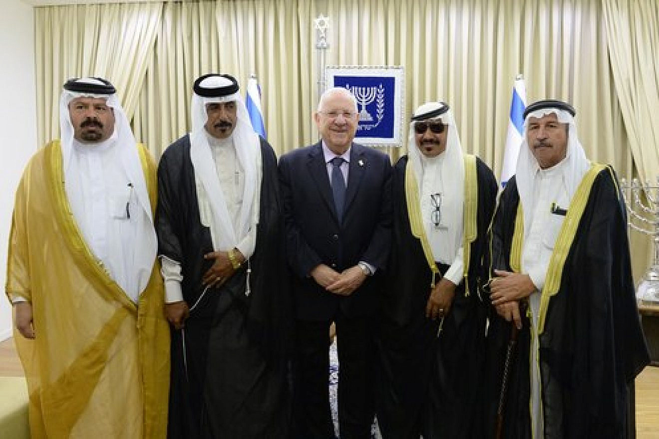 In Jerusalem, Israeli President Reuven Rivlin meets with group of sheikhs visiting from Jordan, May 17, 2017. Credit: Mark Neiman/GPO.