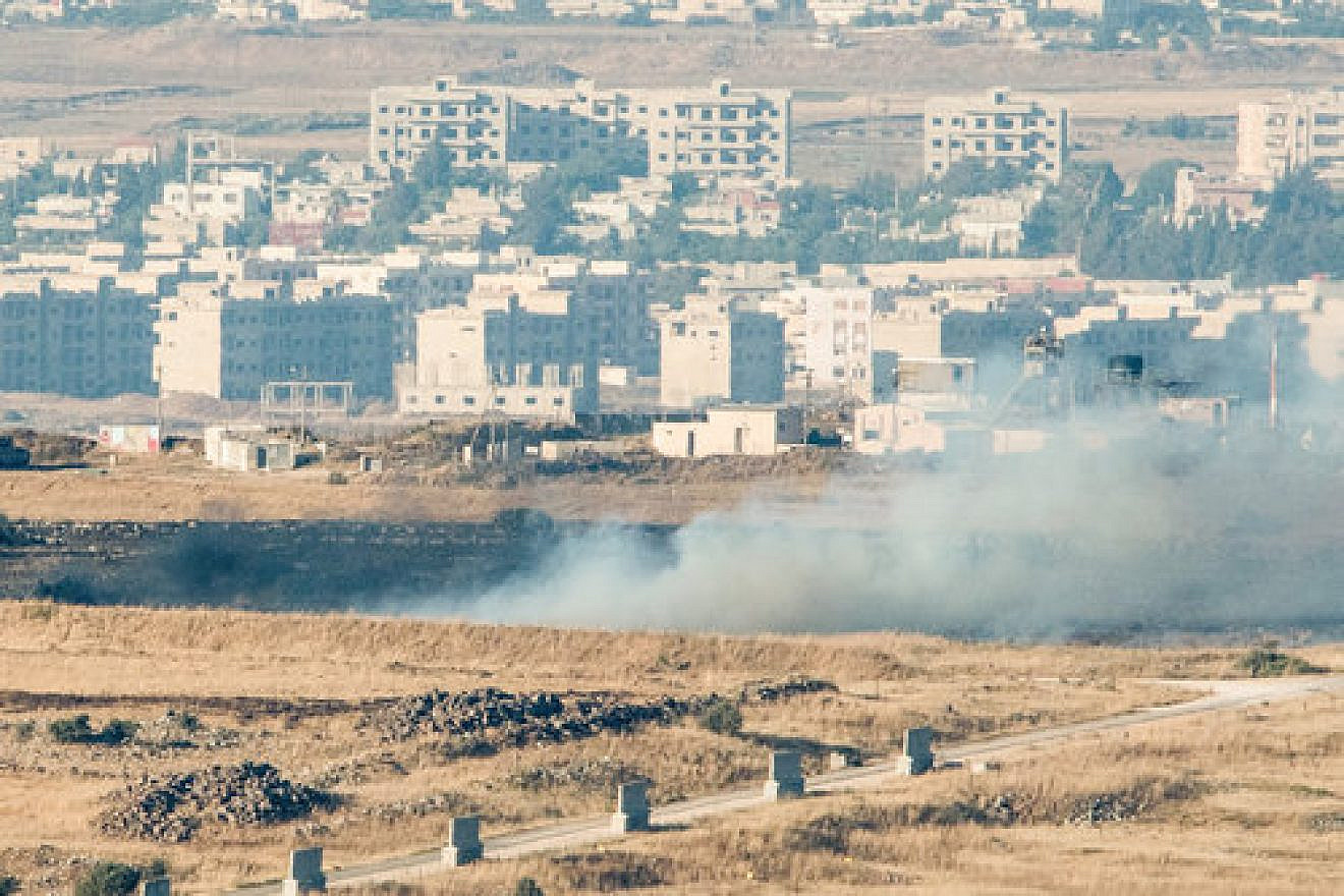 Smoke rises in Syria near the Israeli-Syrian border June 24, 2017. Credit: Basel Awidat/Flash90.