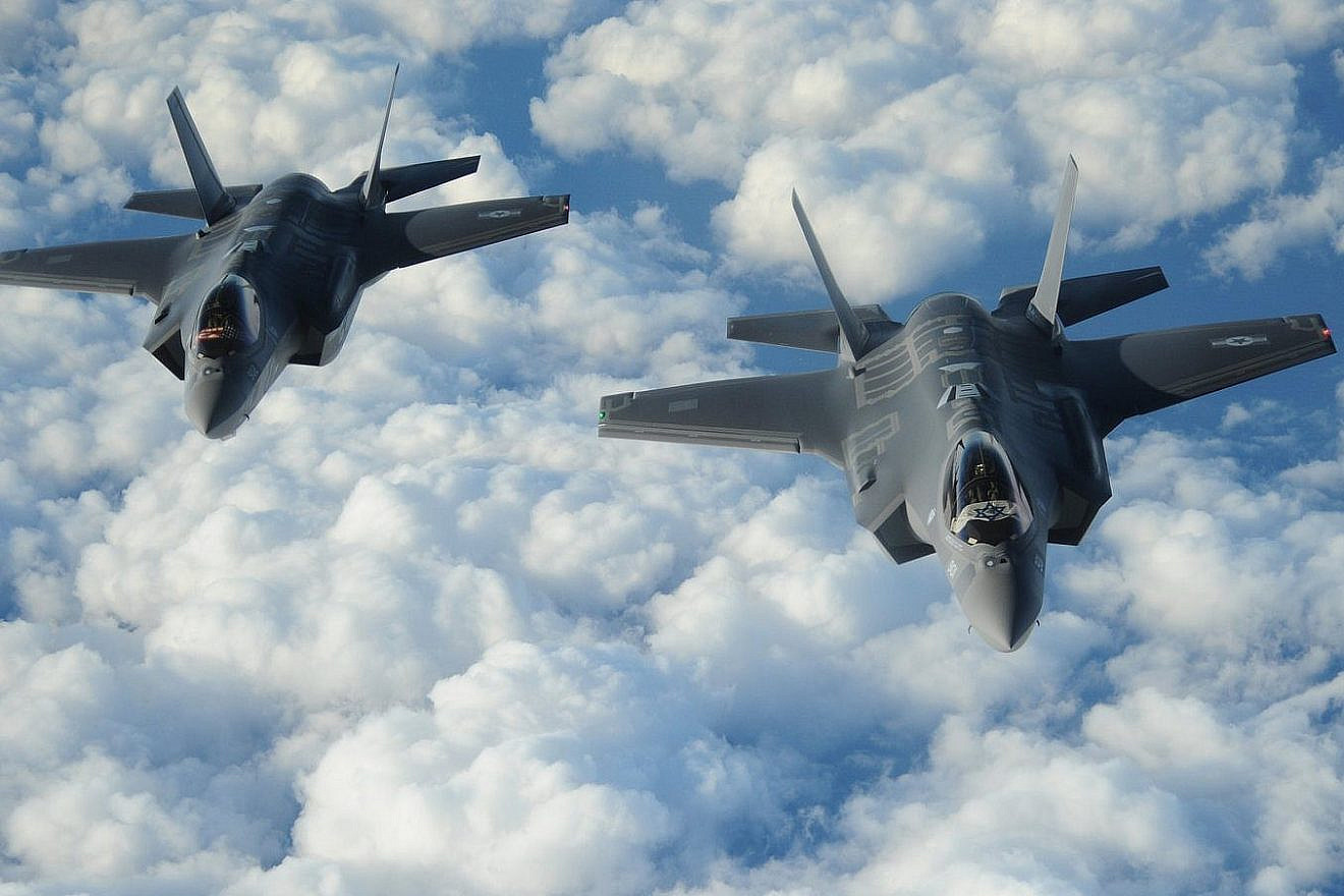Israeli F-35I Adir jets fly in formation. Photo by 1st Lt. Erik D. Anthony/U.S. Air Force.