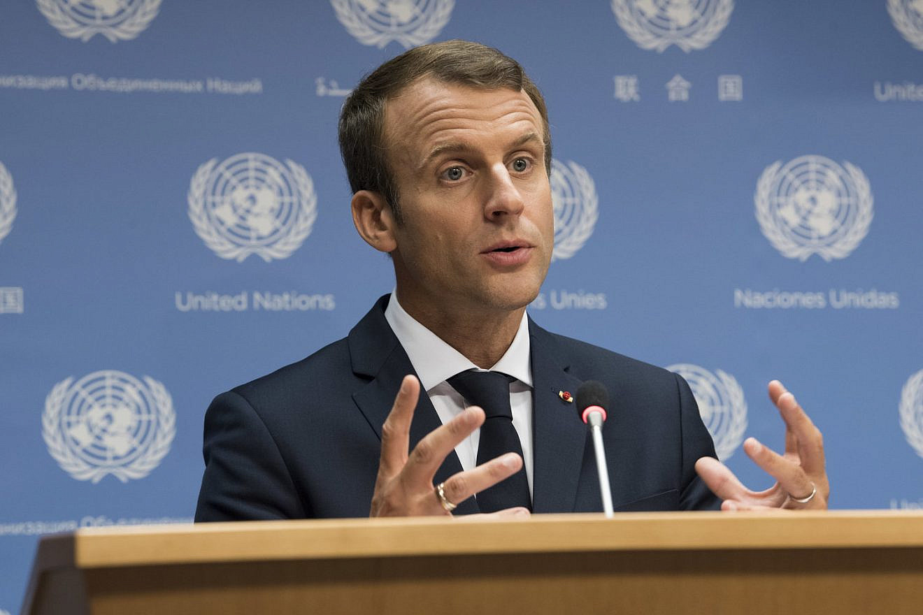 French President Emmanuel Macron addresses a press conference at the United Nations on Sept. 19, 2017. Credit: Kim Haughton/U.N. Photo.