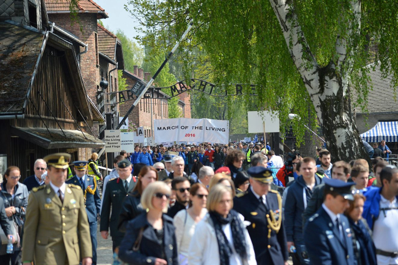 The annual “March of the Living” on the grounds on the Auschwitz-Birkenau concentration camp in Poland on Holocaust Memorial Day, May 5, 2016. Photo by Yossi Zeliger/Flash90.