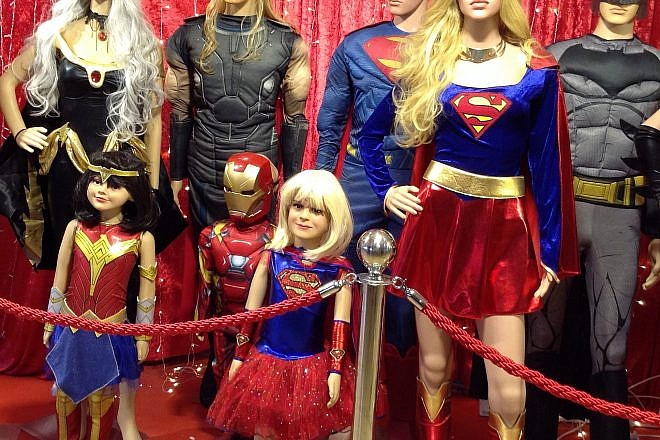 Mannequins show off Purim options at Brurya, a costume store in Tel Aviv. Photo by Deborah Fineblum.