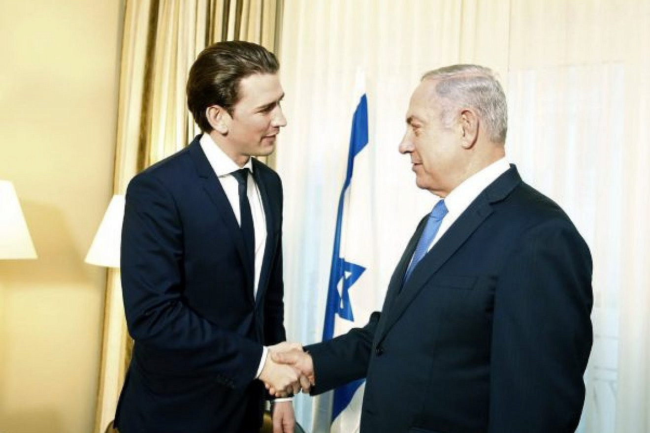 Austrian Chancellor Sebastian Kurz meets with Israeli Prime Minister Benjamin Netanyahu. Photo: Twitter.