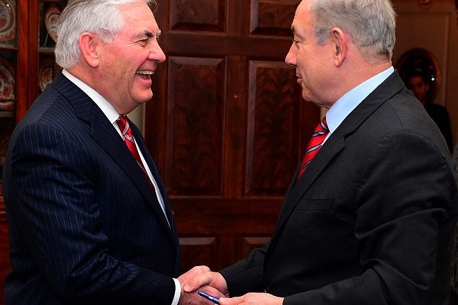 Israeli Prime Minister Benjamin Netanyahu meets with United U.S. Secretary of State Rex W. Tillerson in Washington, D.C., on Feb. 15, 2017. Credit: Avi Ohayon/GPO.