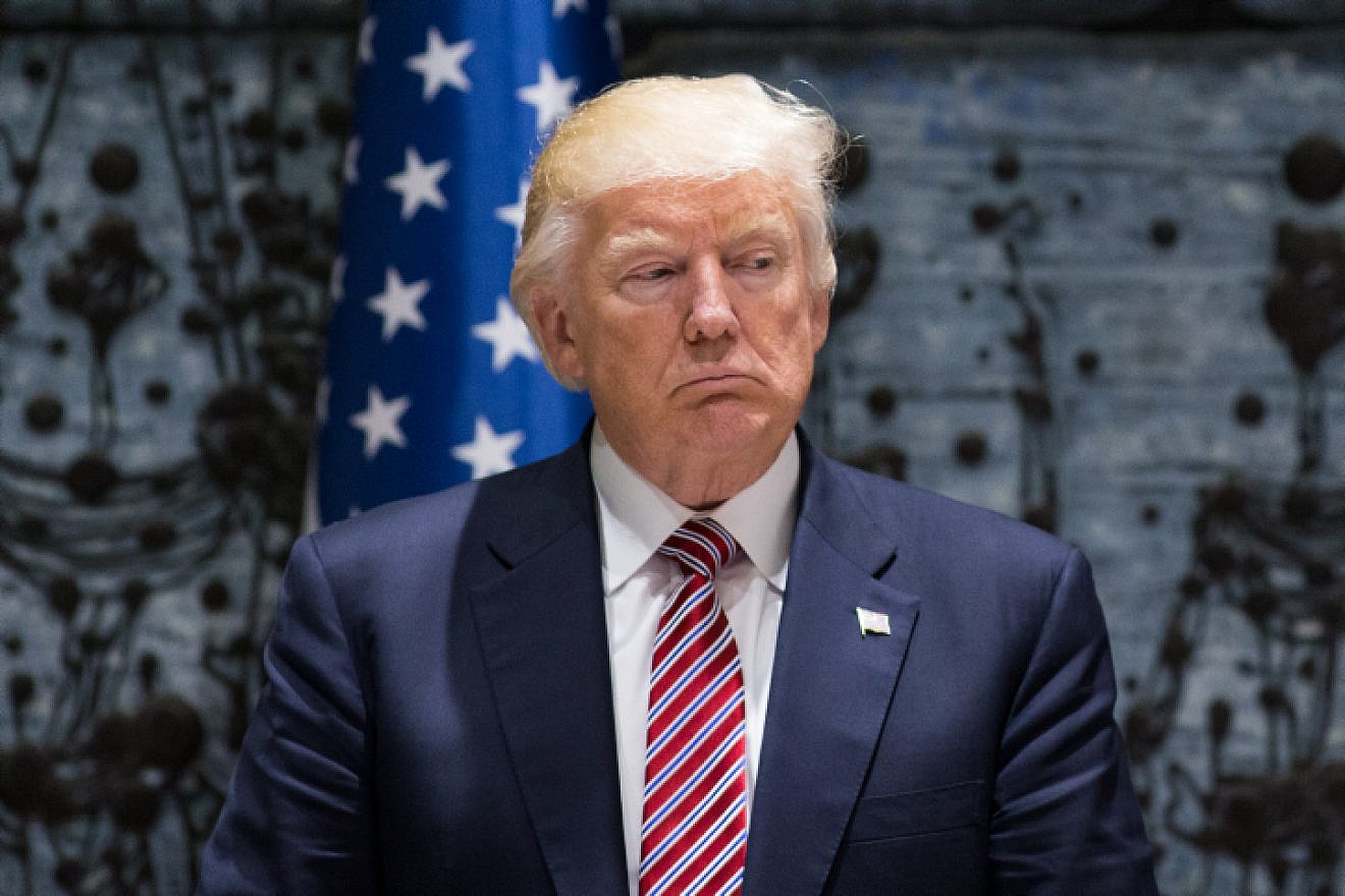 U.S. President Donald Trump delivers a speech during joint statements with Israeli President Reuven Rivlin at the president's residence in Jerusalem on May 22, 2017. Photo by Yonatan Sindel/Flash90.