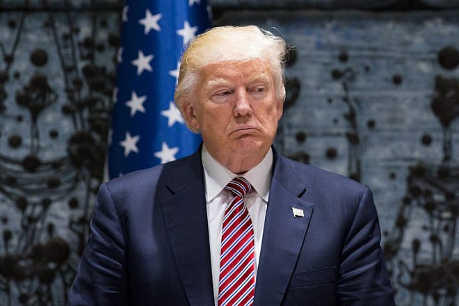 U.S. President Donald Trump delivers a speech during joint statements with Israeli President Reuven Rivlin at the president's residence in Jerusalem on May 22, 2017. Photo by Yonatan Sindel/Flash90.