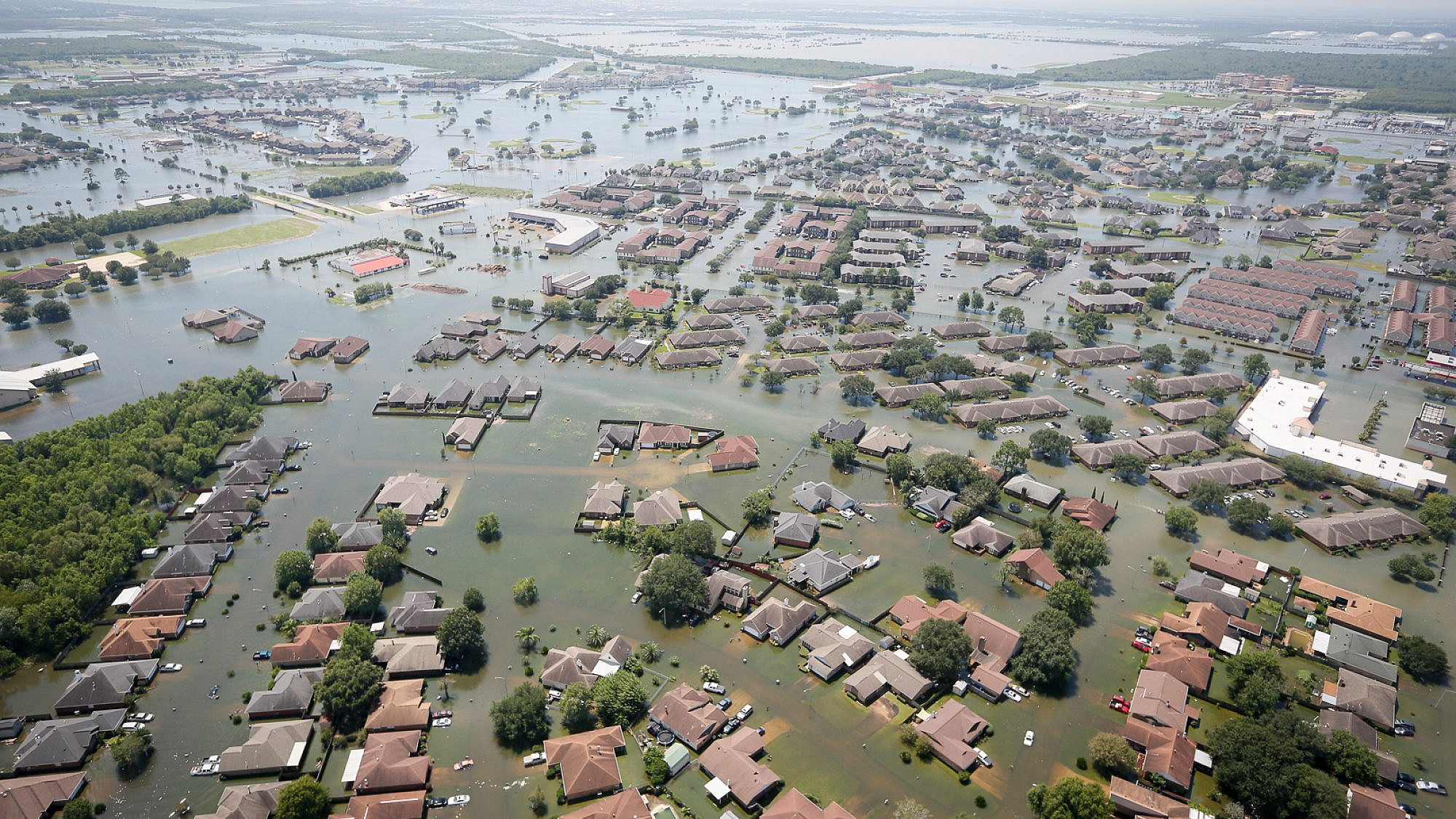 An aerial view of the historic flooding in Houston during Hurricane Harvey. Credit: U.S. Air National Guard Photo by Staff Sgt. Daniel J. Martinez