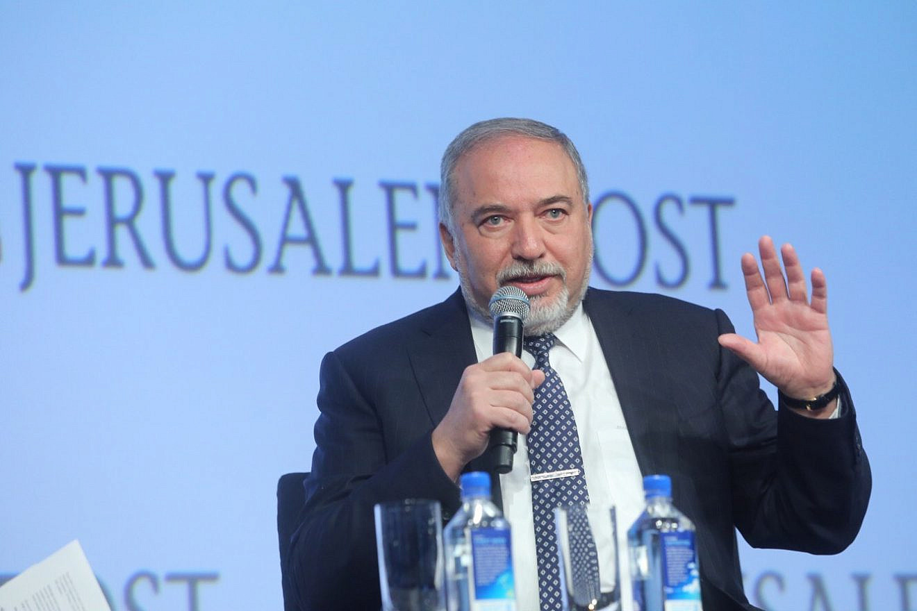 Israeli Defense Minister Avigdor Lieberman speaking at the 2018 Jerusalem Post Conference in New York City on April 29, 2018. He told the audience Israel has only three problems—“Iran, Iran, Iran”—and noted that Iran is attempting to destabilize the entire Middle East. Credit: The Jerusalem Post.