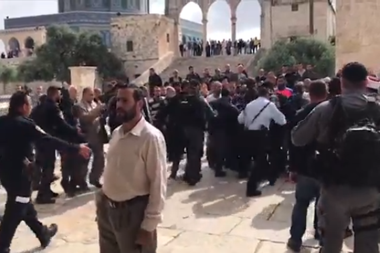 Fighting broke out on Jerusalem Day on the Temple Mount. Source: Screenshot