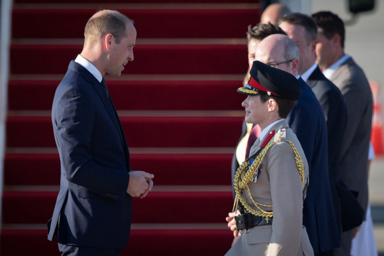 Prince William being greeted at Ben-Gurion International Airport in Israel on Monday, June 25, 2018. Photo by Hadas Parush/Flash90.