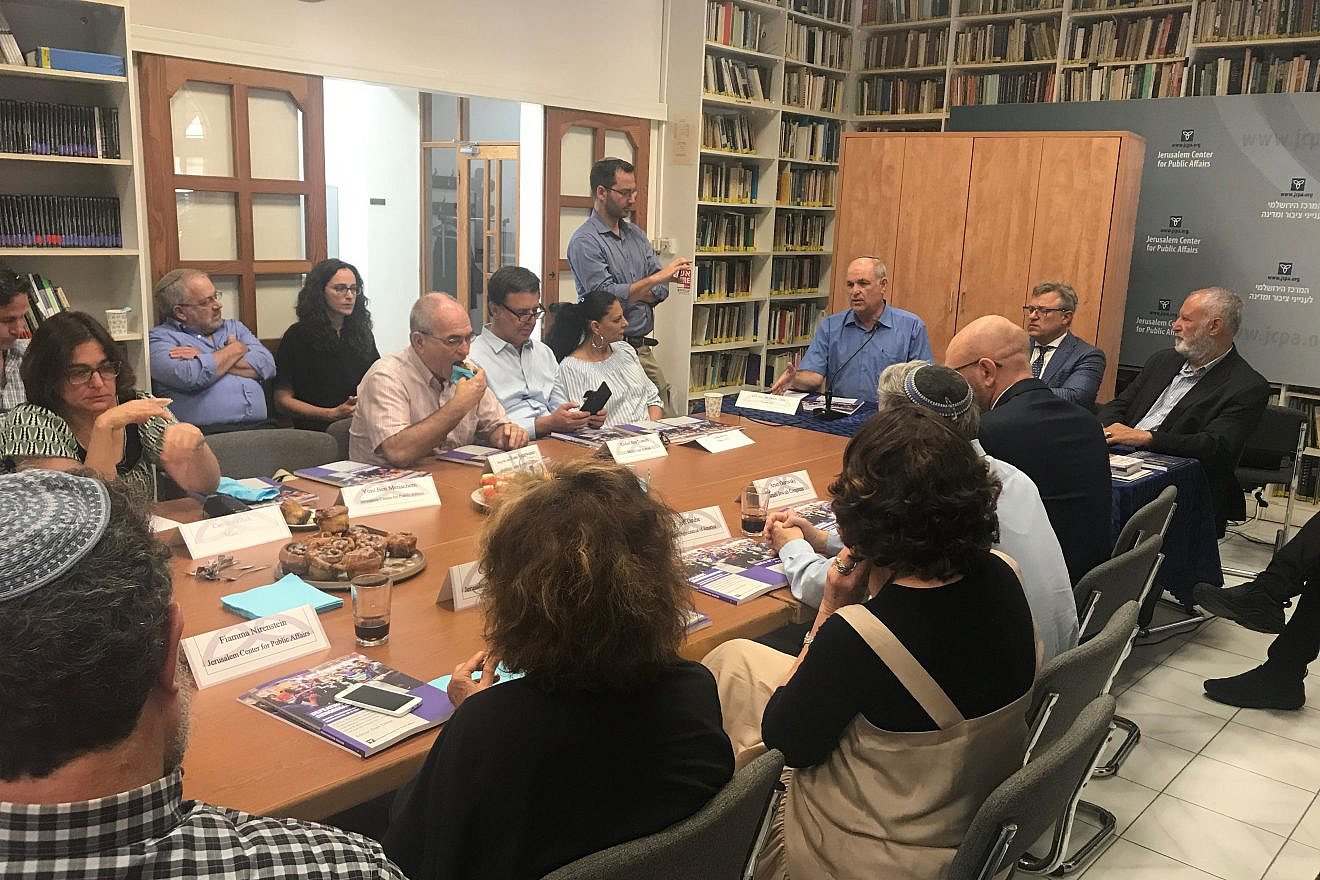 The panel at the June 18 book launch in Jerusalem. Credit: Eliana Rudee.