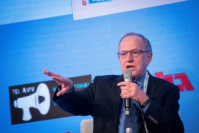 Professor Alan Dershowitz speaks at a conference in Tel Aviv, Dec. 11, 2016. Photo by Miriam Alster/Flash90.