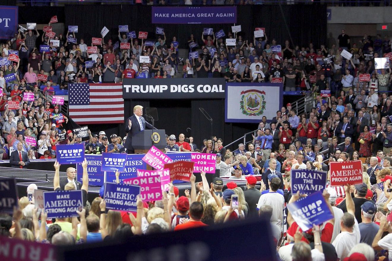 U.S. President Donald Trump at a rally in West Virginia on Aug. 21, 2018. Source: Donald Trump via Twitter.