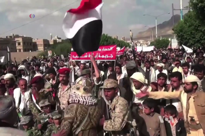 Iranian-backed Houthis in Yemen. Photo by Henry Ridgwell/VOA via Wikimedia Commons.
