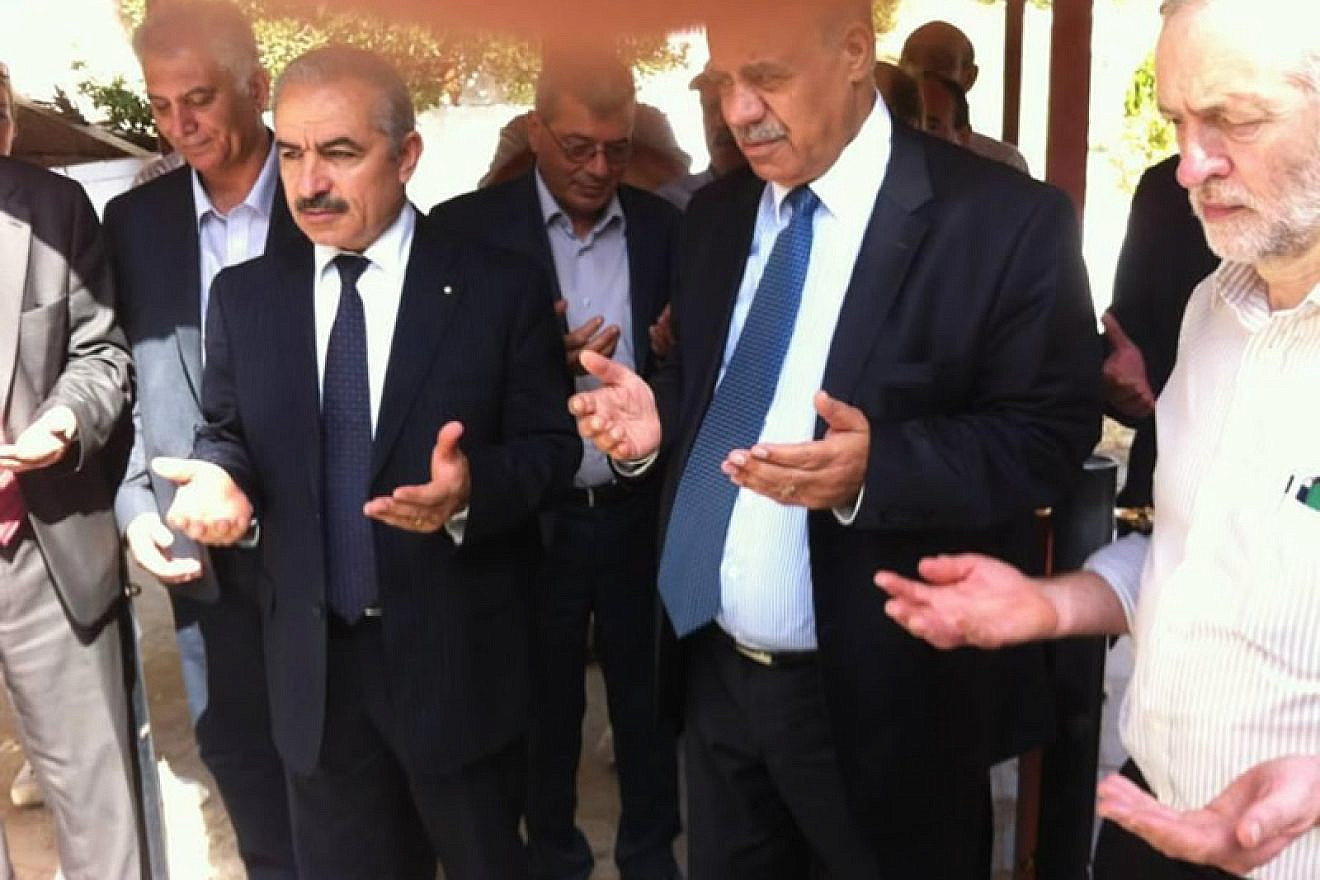 British Labour Party leader Jeremy Corbyn (right) before the grave of Atef Bseiso, the mastermind behind the massacre of 11 Israeli athletes at the 1972 Summer Olympics in Munich, as published in the British press.