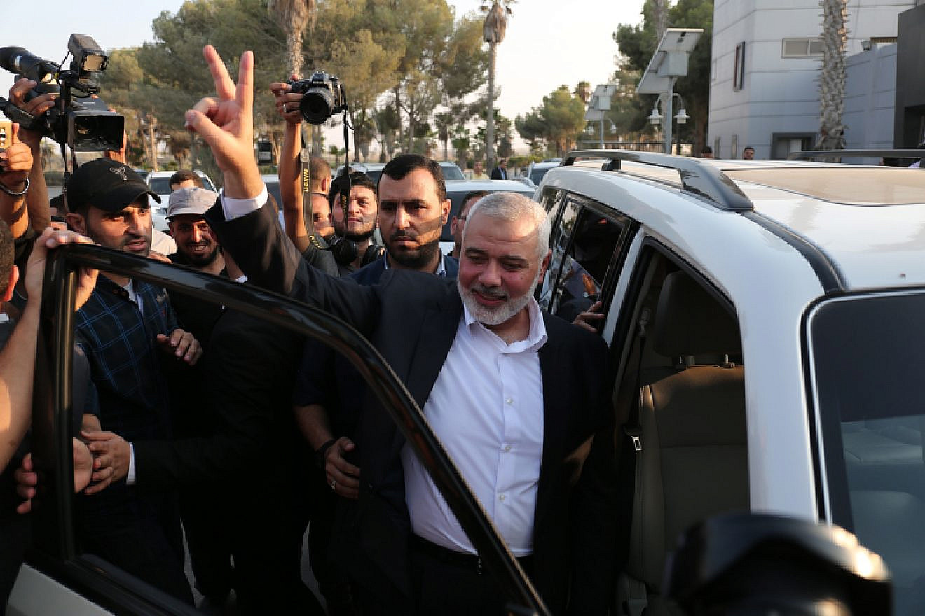 Hamas chief Ismail Haniyeh arrives in Gaza, at the Rafah border crossing from Egypt, after reconciliation talks with Fatah mediated by Egyptian intelligence, Sept. 19, 2017. Photo by Abed Rahim Khatib/Flash90.