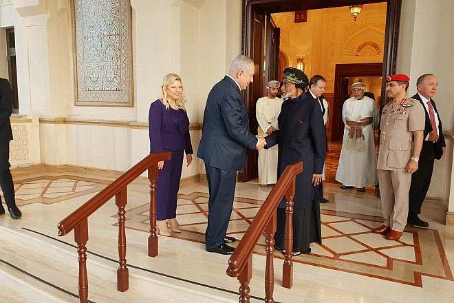 Then-Israeli Prime Minister Benjamin Netanyahu meets with then-Sultan Qaboos bin Said in Oman, Oct. 26, 2018. Credit: Israeli Prime Minister's Office.
