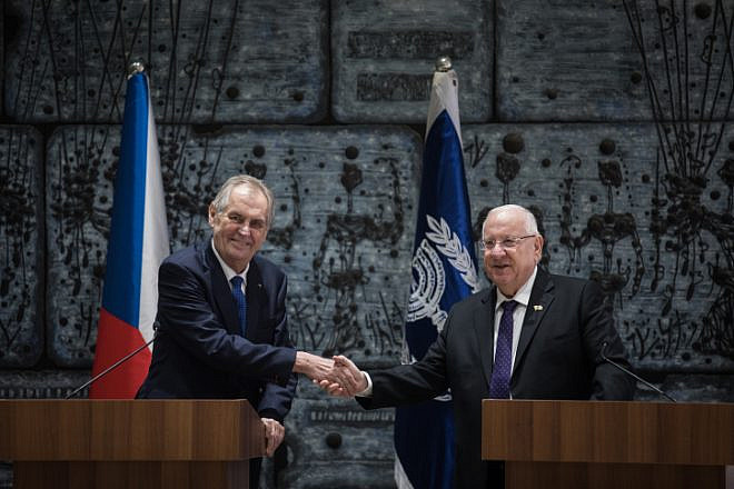 President of the Czech Republic Miloš Zeman  Israeli President Reuven Rivlin hold a joint press conference at the president's residence in Jerusalem on Nov. 26, 2018. Photo by Hadas Parush/Flash90.