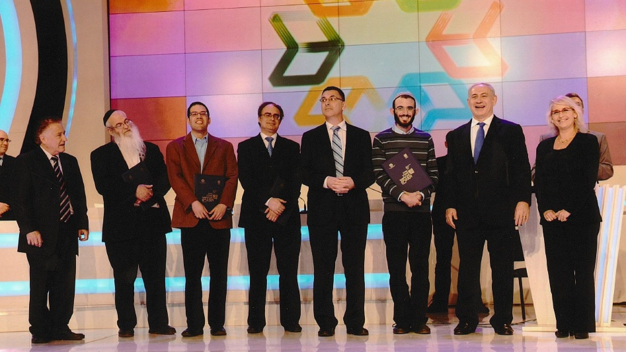 Rabbi Ezra Frazer (third from left) with the rest of the 2012 winners and Israeli Prime Ministert Benjamin Netanyahu. Courtesy.