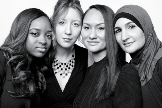 Women’s March leaders (from left) Tamika Mallory, Bob Bland, Carmen Perez and Linda Sarsour. Source: Screenshot.