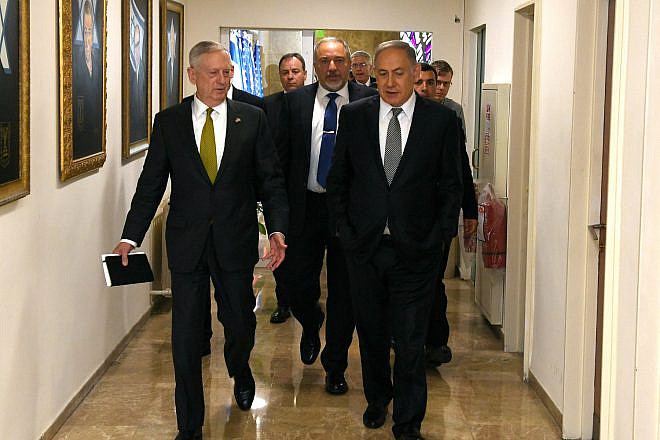 U.S. Secretary of Defense James Mattis, left, with Israeli Prime Minister Benjamin Netanyahu in Israel in April 2017. Credit: U.S. Embassy in Israel.