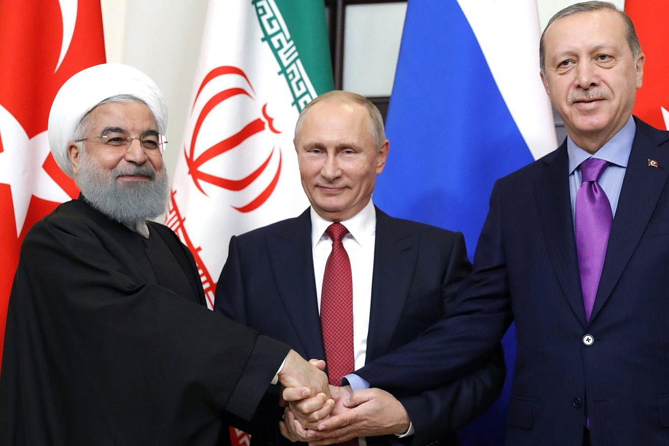 From left: Iranian President Hassan Rouhani, Russian President Vladimir Putin and Turkish President Recep Tayyip Erdoğan. Credit: Wikimedia Commons.