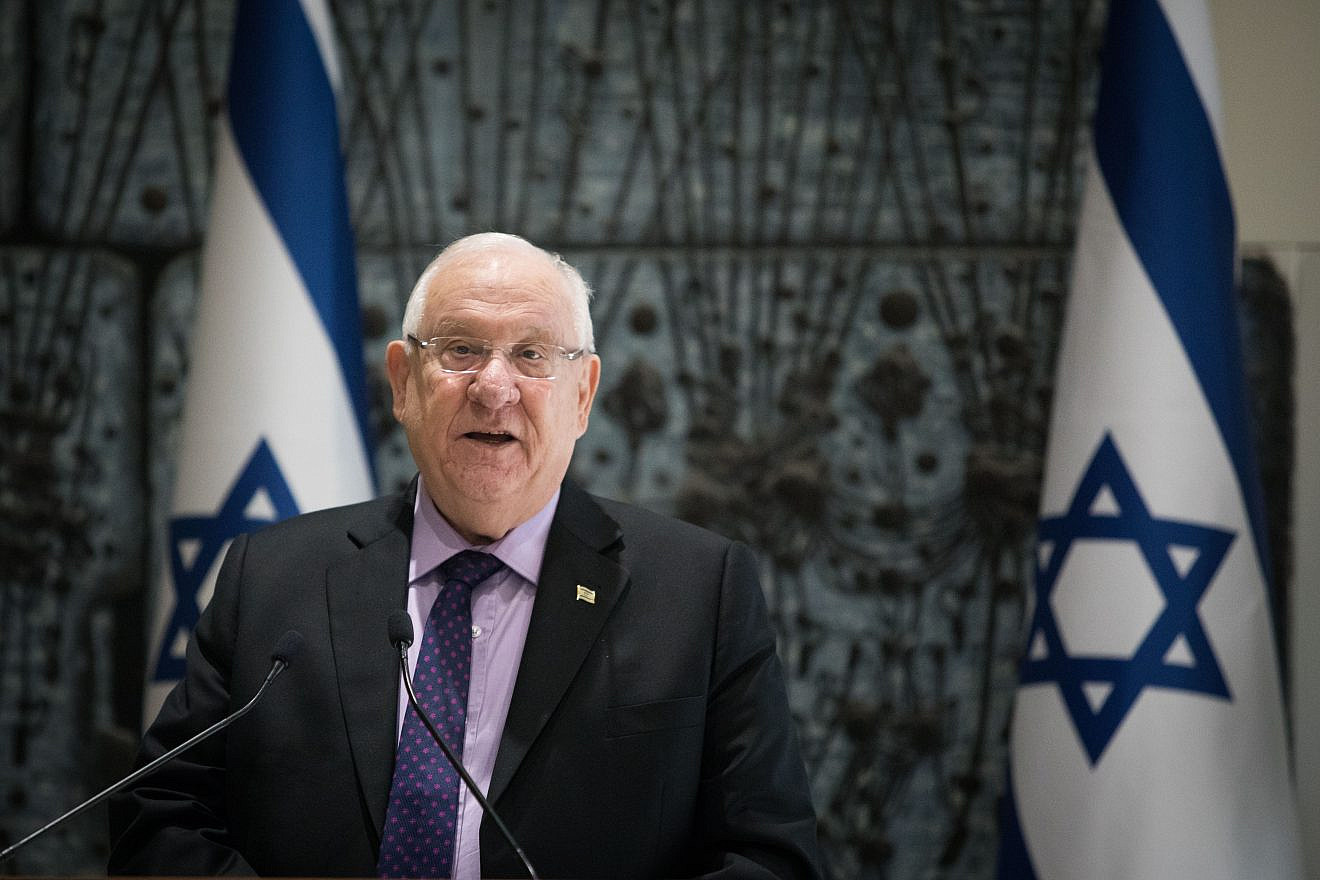 Israeli President Reuven Rivlin at a ceremony announcing the winners of the Wolf Foundation award, at the President's Residence in Jerusalem, on Jan. 16, 2019. Photo by Yonatan Sindel/Flash90.